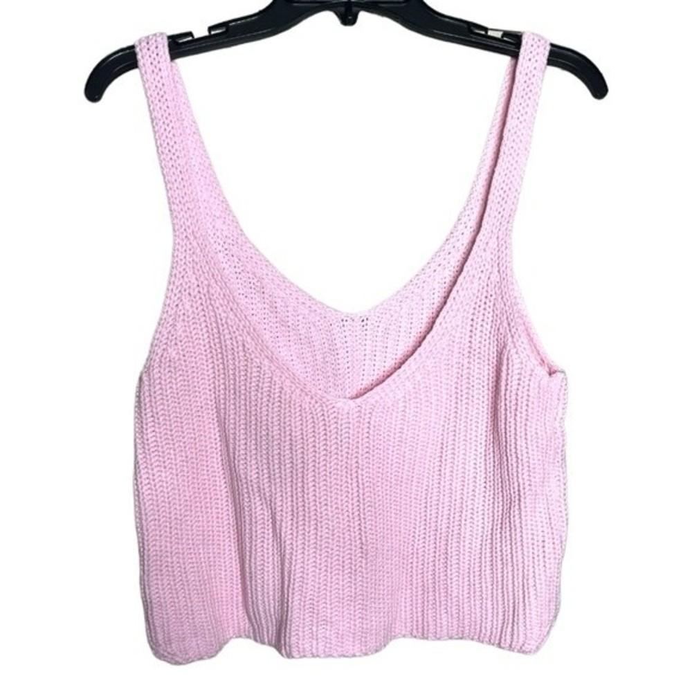 American Apparel pink knit sleeveless crop tank Medium NWOT - Picture 2 of 4